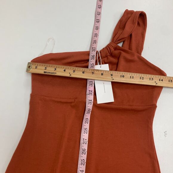 Lush One Shoulder Bodycon Dress Womens S Small Spice Twist Knot Midi Cutout - Picture 9 of 16